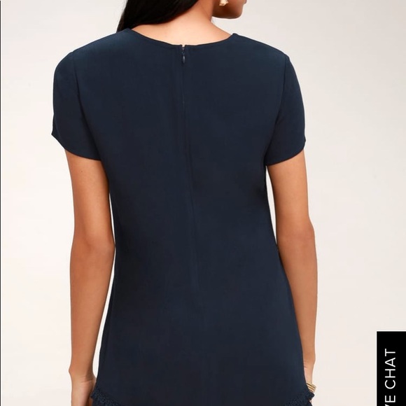 LULU’S BUENOS AIRES NAVY BLUE SHIFT DRESS - Picture 3 of 4
